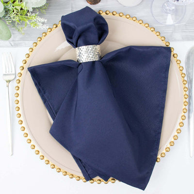 5 Pack Premium Polyester Napkins 20"x20" Navy Blue - 220GSM Stain & Wrinkle Resistant Cloth Napkins