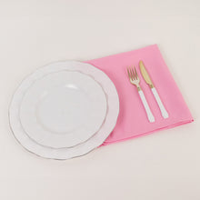 5 Pack Pink Premium Polyester Cloth Napkins with Hemmed Edges, Reusable Dinner Napkins