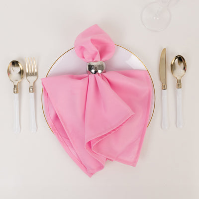 5 Pack Premium Polyester Napkins 20"x20" Pink - 220GSM Stain & Wrinkle Resistant Cloth Napkins