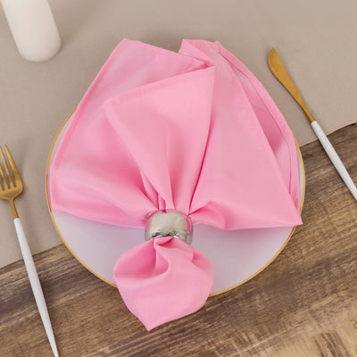 5 Pack Premium Polyester Napkins 20"x20" Pink - 220GSM Stain & Wrinkle Resistant Cloth Napkins