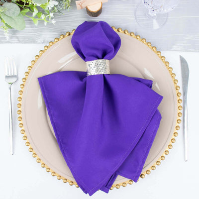 5 Pack Premium Polyester Napkins 20"x20" Purple - 220GSM Stain & Wrinkle Resistant Cloth Napkins