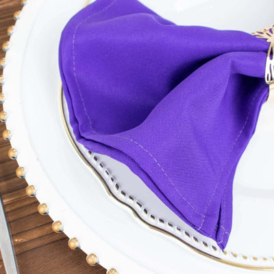 5 Pack Premium Polyester Napkins 20"x20" Purple - 220GSM Stain & Wrinkle Resistant Cloth Napkins