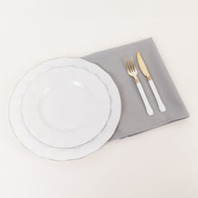 5 Pack Silver Premium Polyester Cloth Napkins with Hemmed Edges, Reusable Dinner Napkins