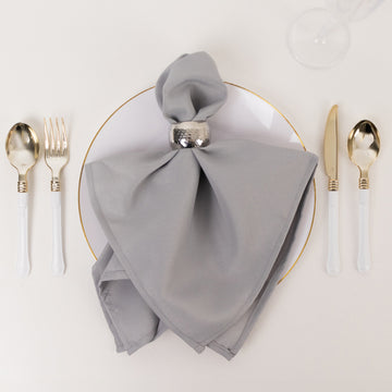 <span style="background-color:transparent;color:#000000;">Elegant Silver Premium Polyester Cloth Napkins</span>