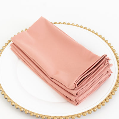 5 Pack Scuba Napkins 20"x20" Dusty Rose - Wrinkle-Free & Reusable Cloth Napkins