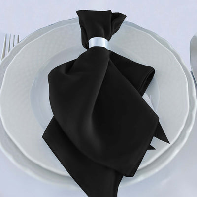 5 Pack Scuba Napkins 20"x20" Black - Wrinkle-Free Reusable Cloth Napkins for Weddings & Events
