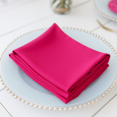 5 Pack Scuba Napkins 20"x20" Fuchsia - Wrinkle-Free & Reusable Cloth Napkins