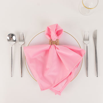 5 Pack Pink Premium Scuba Cloth Napkins, Wrinkle-Free Reusable Dinner Napkins - 20"x20"