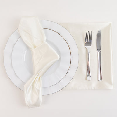 5 Pack Scuba Napkins 20"x20" Shimmer Pearl White - Lustrous Dinner Napkins