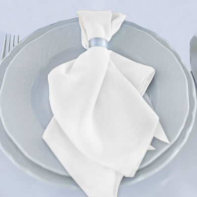 5 Pack Scuba Napkins 20"x20" White - Wrinkle-Free Reusable Cloth Napkins for Weddings & Events