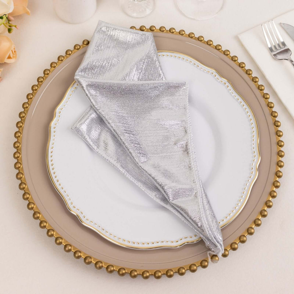 5-Pack Silver Sequin Dots Napkins | eFavormart