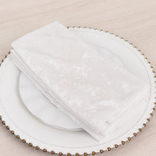 5 Pack White Premium Crushed Velvet Cloth Napkins, Decorative Soft Linen Dinner Napkins 20x20inch