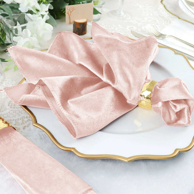 5 Pack Premium Velvet Napkins 20"x20" Blush - Soft Sheen Finish Dinner Napkins