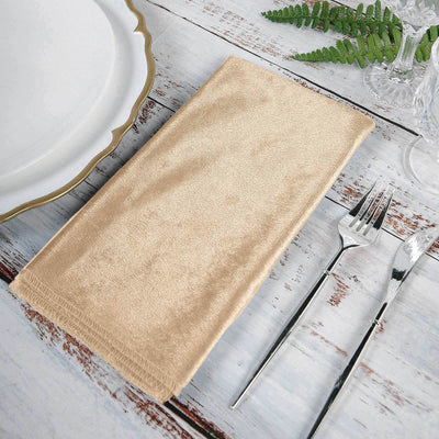 5 Pack Premium Velvet Napkins 20"x20" Champagne - Soft Sheen Finish Dinner Napkins