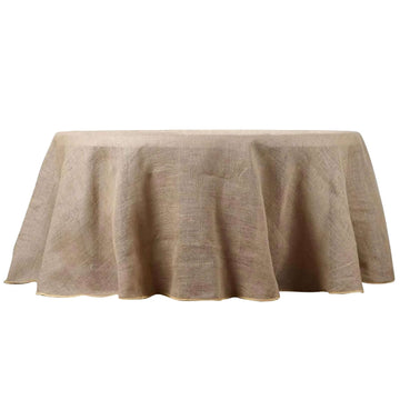 Enhance Your Event Decor with a Natural Round Burlap Rustic Seamless Tablecloth