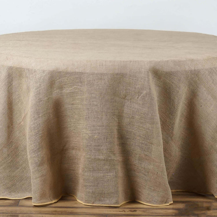 Natural Seamless Rustic Burlap Round Tablecloth 108