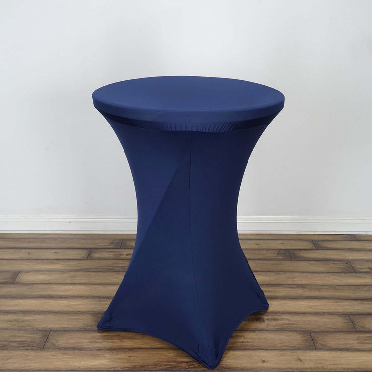 Navy Blue Highboy Spandex Cocktail Table Cover, Fitted Stretch Tablecloth for 24"-32" Dia Tables