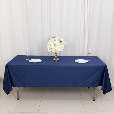 Scuba Rectangular Tablecloth 60"x102" Navy Blue - Wrinkle Free Table Cover