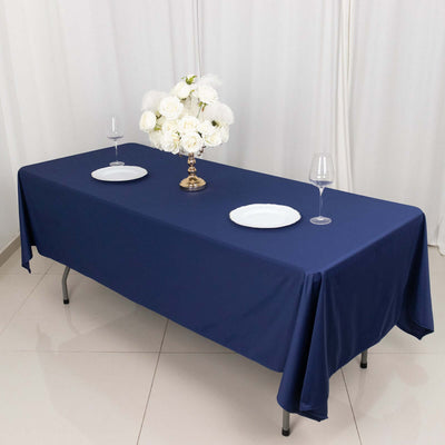 Scuba Rectangular Tablecloth 60"x102" Navy Blue - Wrinkle Free Table Cover