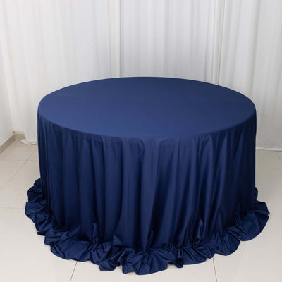 Scuba Round Tablecloth 132" Navy Blue - Seamless & Wrinkle Free Table Cover