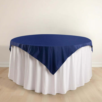 Navy Blue Premium Scuba Square Table Overlay, Wrinkle Free Polyester Seamless Table Topper - 54"