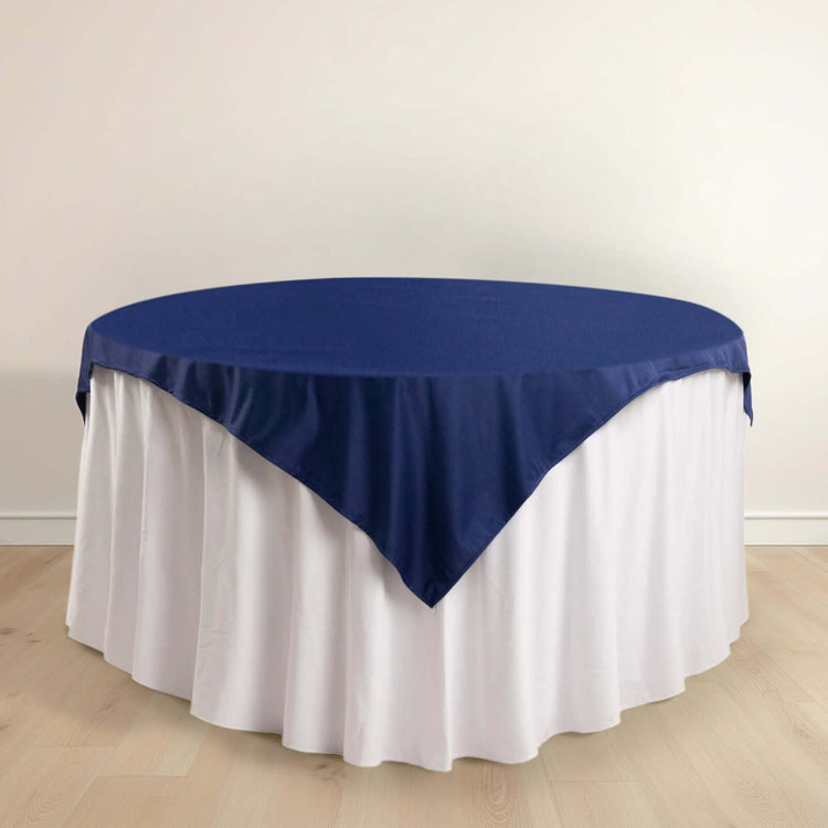 Navy Blue Premium Scuba Square Table Overlay, Wrinkle Free Polyester Seamless Table Topper - 54inch