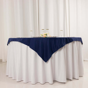 Elegance Meets Functionality with Navy Blue Scuba Table Overlay