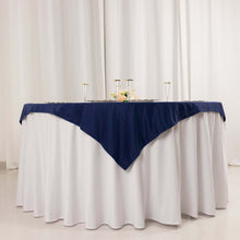 Navy Blue Premium Scuba Square Table Overlay, Wrinkle Free Polyester Seamless Table Topper - 54inch