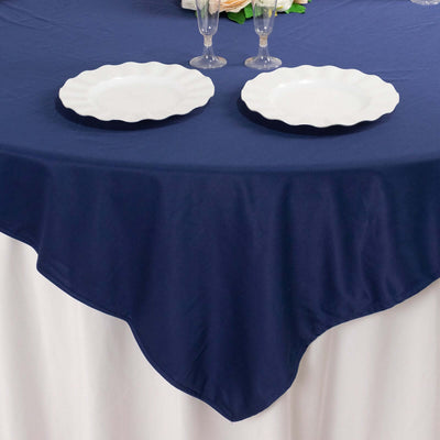 Scuba Square Table Overlay 54"x54" Navy Blue - Wrinkle Free Tablecloth Topper