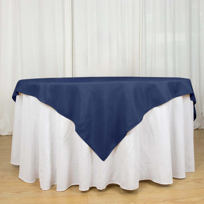 Premium Polyester Square Table Overlay 70"x70" Navy Blue - 220GSM Wrinkle-Resistant Table Topper