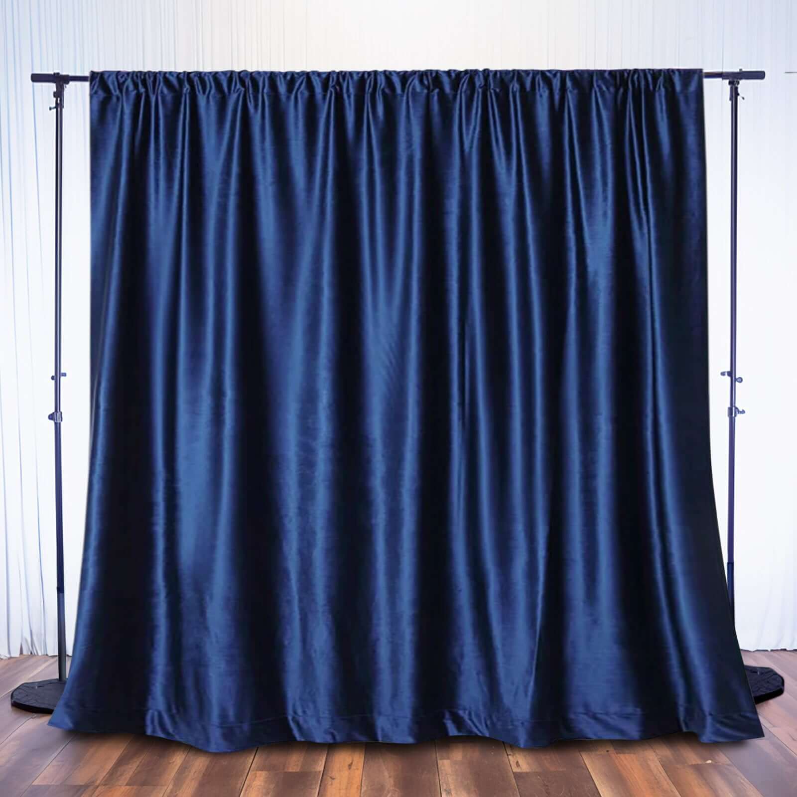 Navy Blue Velvet Backdrop Drape Curtain 8ftx8ft | eFavormart.com