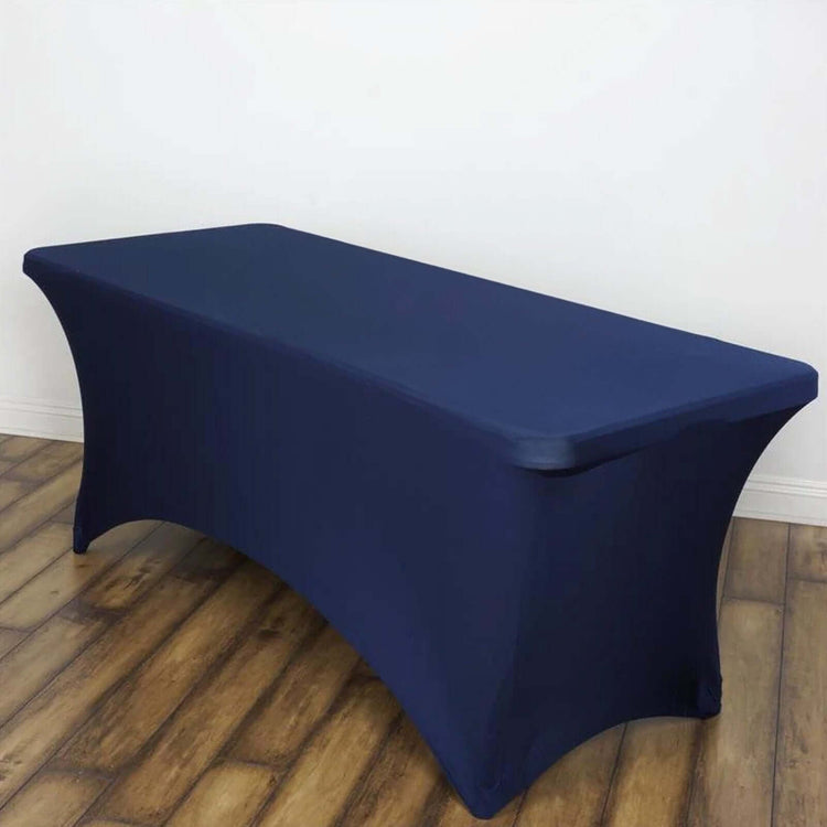 6ft Navy Blue Spandex Stretch Fitted Rectangular Tablecloth