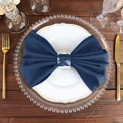 5 Pack Polyester Napkins 20"x20" Navy Blue - Durable & Wrinkle Resistant Dinner Napkins