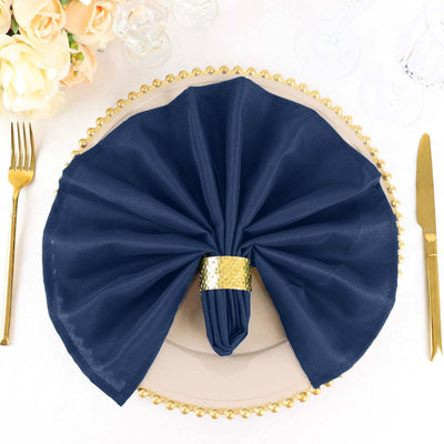 5 Pack Polyester Napkins 20"x20" Navy Blue - Durable & Wrinkle Resistant Dinner Napkins