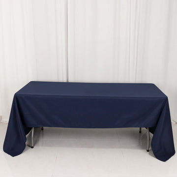 Premium Navy Blue Polyester Rectangular Tablecloth