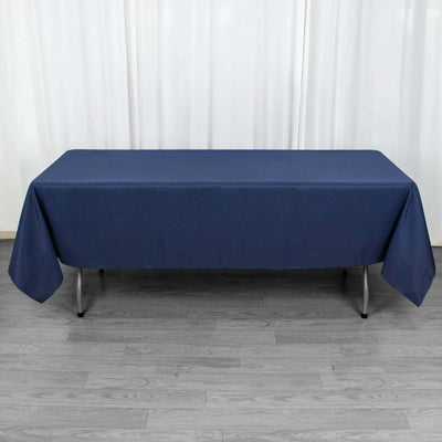 Premium Polyester Rectangle Tablecloth 60"x102" Navy Blue - 220GSM Wrinkle-Resistant Table Cover