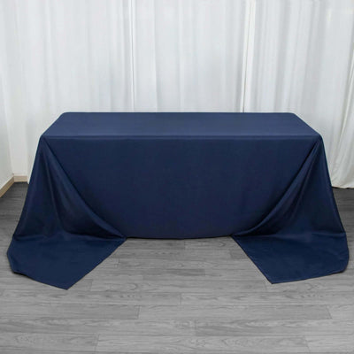 Premium Polyester Rectangle Tablecloth 90"x156" Navy Blue - Seamless 220GSM Wrinkle-Resistant & Durable Finish