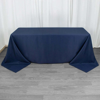 Premium Polyester Rectangle Tablecloth 90"x132" Navy Blue - Seamless 220GSM Wrinkle-Resistant & Durable Fabric