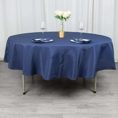 Premium Polyester Round Tablecloth 90" Navy Blue - 220GSM Wrinkle-Resistant & Durable Table Cover