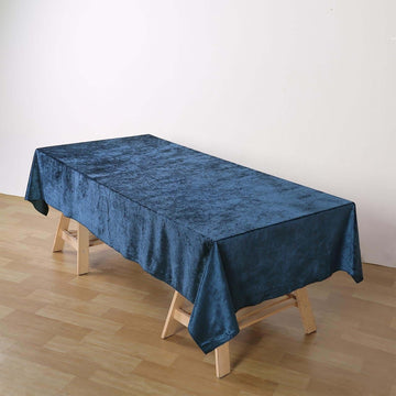 Navy Blue Seamless Premium Velvet Rectangle Tablecloth, Reusable Linen 60"x102"