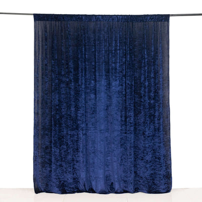 Crushed Velvet Backdrop Curtain – Navy Blue 8ft x 8ft Event Drape with Rod Pocket, Privacy Panel for Photo Booths & Events