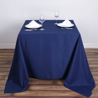 Polyester Square Tablecloth 90"x90" Navy Blue - Wrinkle-Resistant & Durable Table Cover