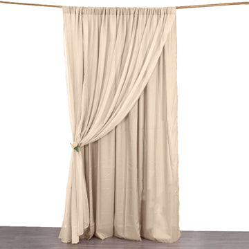 Nude Chiffon Polyester Backdrop Drape Curtain, Dual Layer Event Divider Panel with Rod Pockets - 10ftx10ft