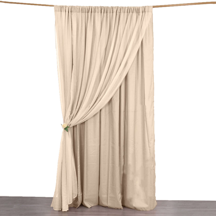 10ft Nude Dual Layered Sheer Chiffon Polyester Backdrop Drape Curtain With Rod Pockets