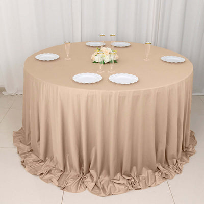 Scuba Round Tablecloth 132" Nude - Seamless & Wrinkle Free Table Cover