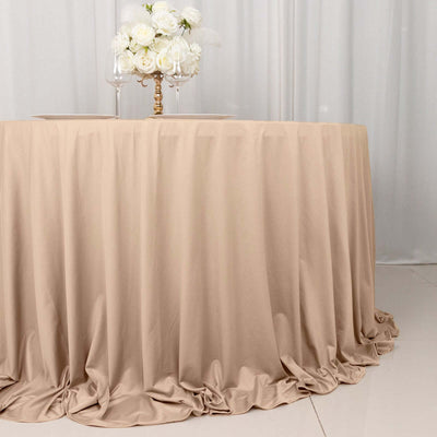Scuba Round Tablecloth 132" Nude - Seamless & Wrinkle Free Table Cover