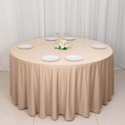 Scuba Round Tablecloth 120" Nude - Seamless & Wrinkle Free Table Cover