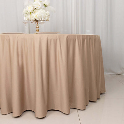 Scuba Round Tablecloth 120" Nude - Seamless & Wrinkle Free Table Cover