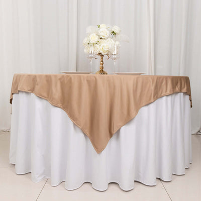 Scuba Square Table Overlay 70"x70" Nude - Wrinkle Free & Stain Resistant Table Topper