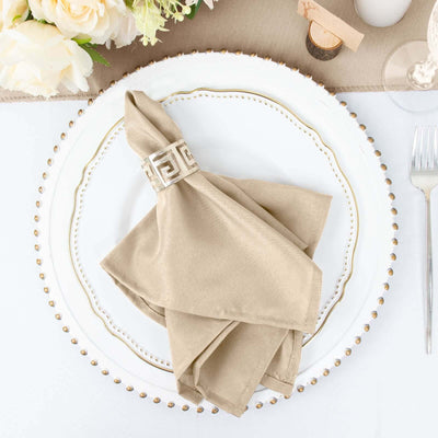 5 Pack Polyester Napkins 17"x17" Nude - Wrinkle Resistant & Easy Care Cloth Napkins